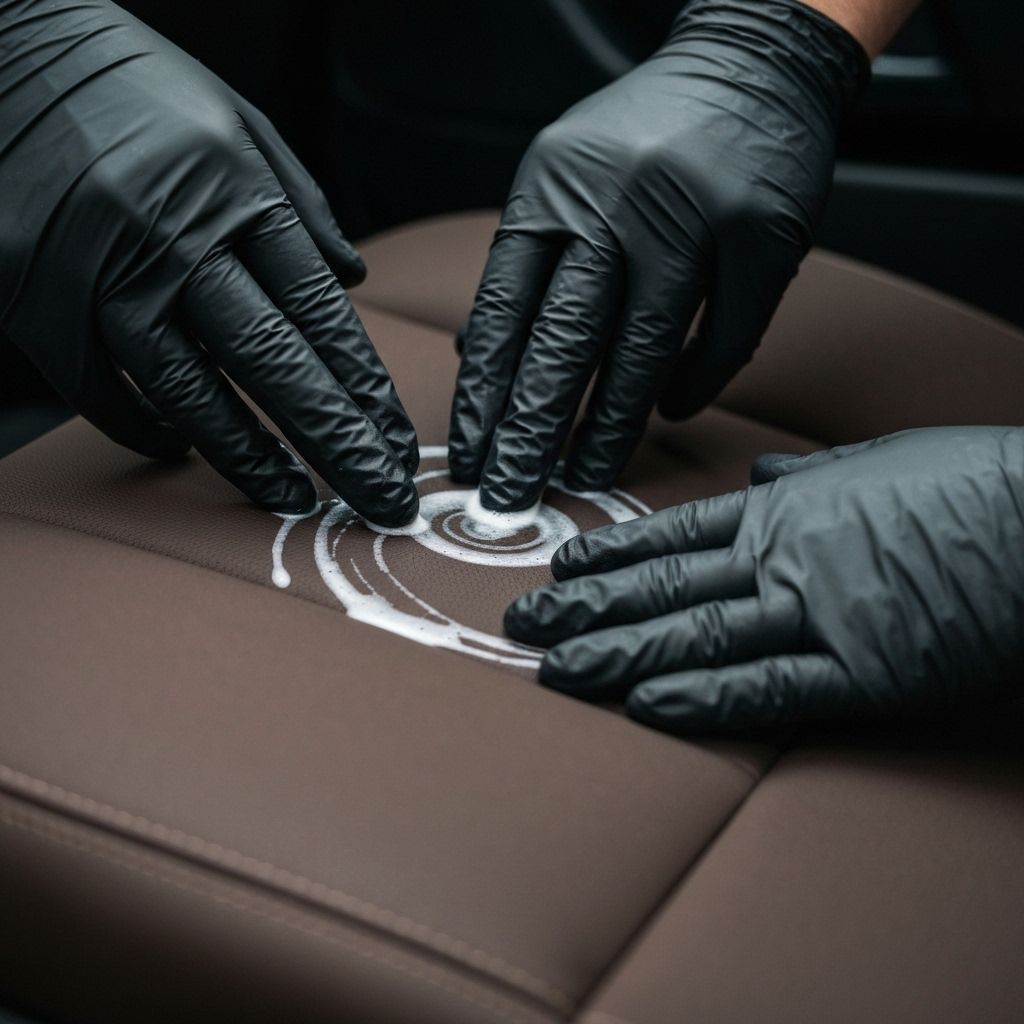 Professional steam stain-removal treatment of a vehicle carpet
