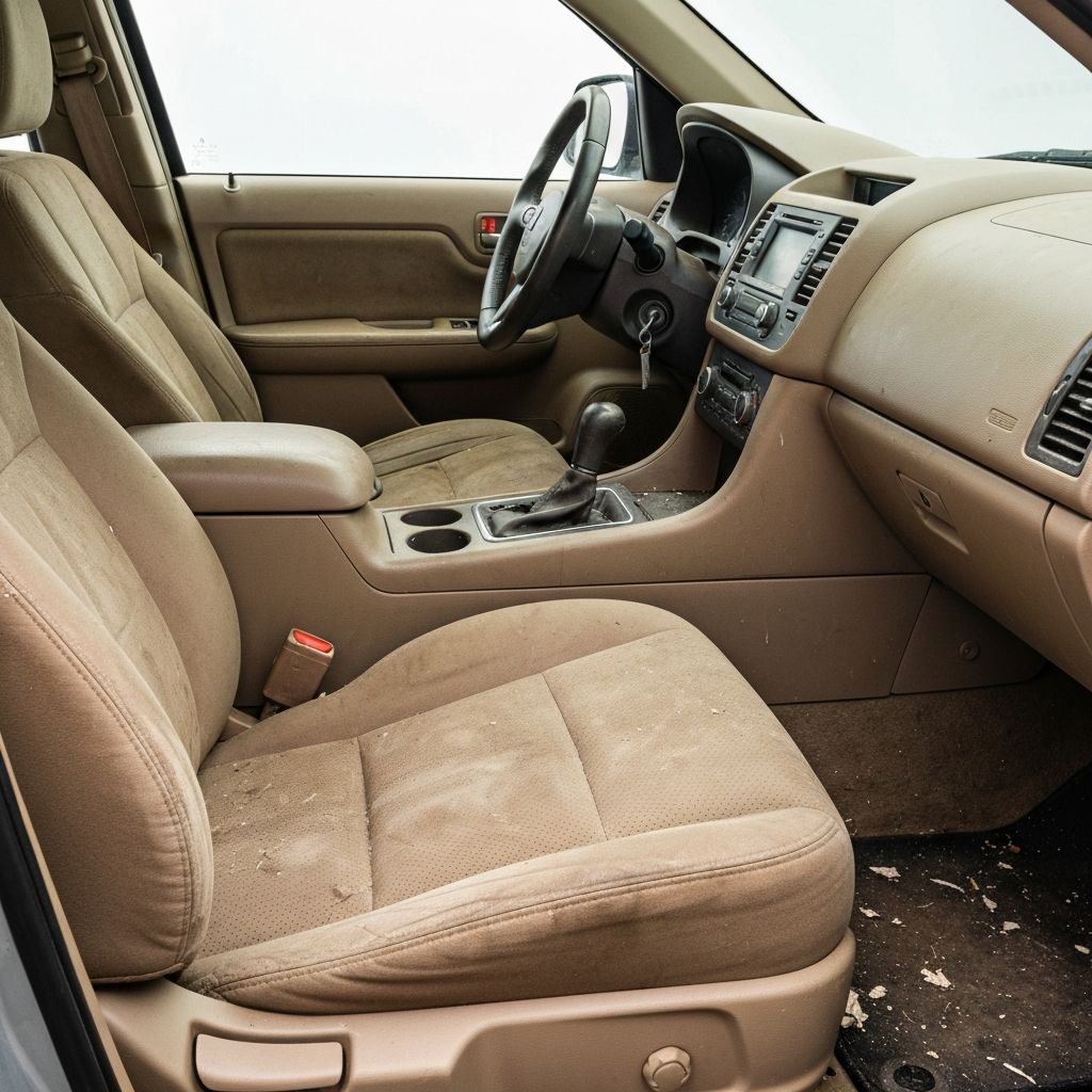 Dirty car interior before detailing